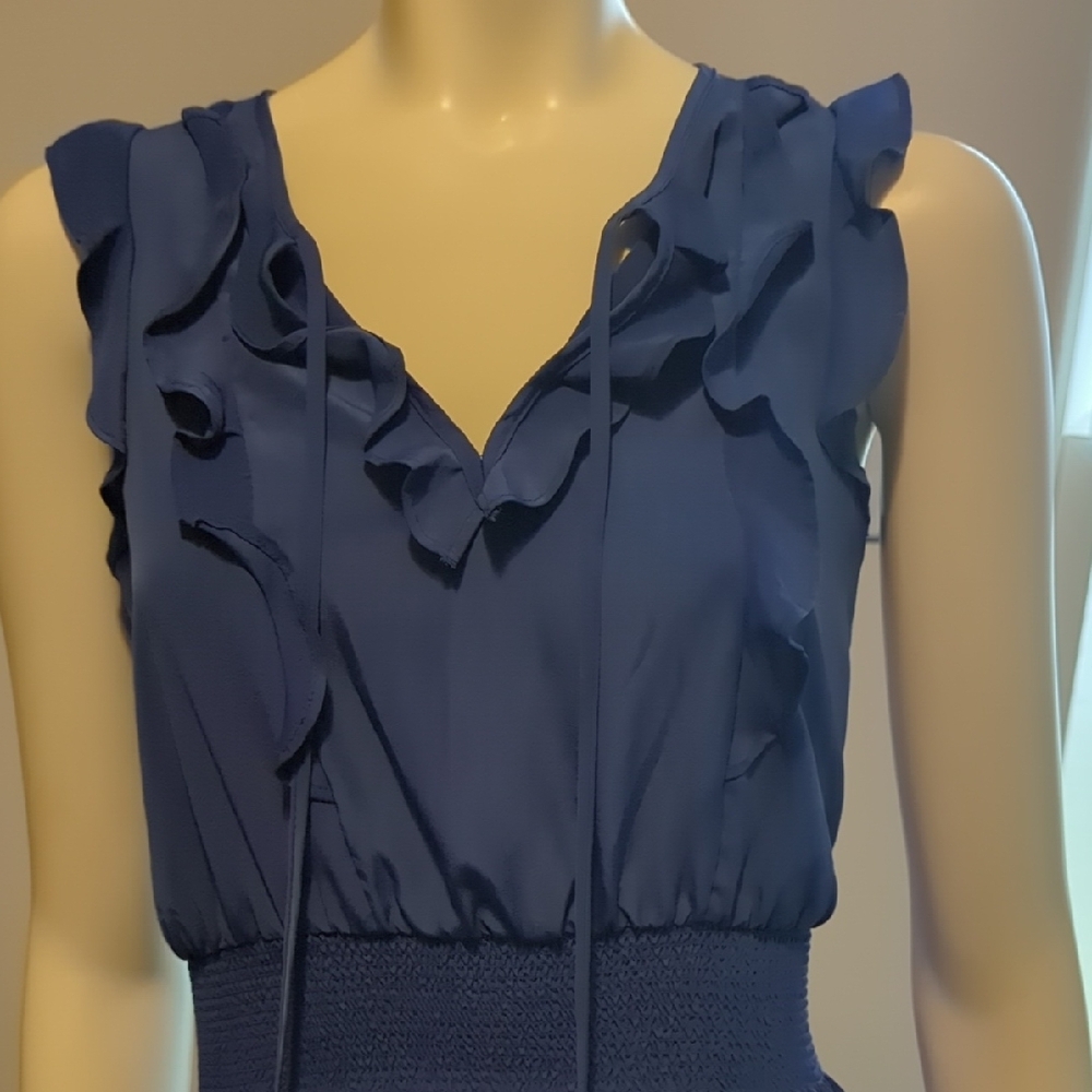 GAP Blue Ruffle Mini Dress - Picture 2 of 5